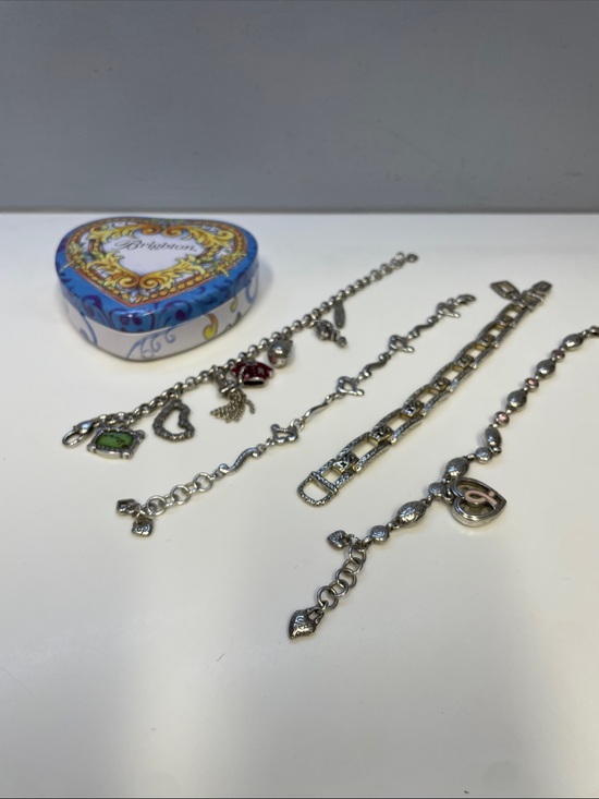 Brighton Jewelry - BRIGHTON Silver Charm Bracelet Lot of 4 With Heart case